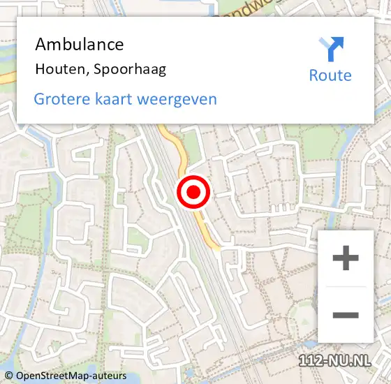 Locatie op kaart van de 112 melding: Ambulance Houten, Spoorhaag op 20 januari 2021 17:25