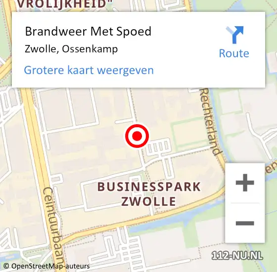 Locatie op kaart van de 112 melding: Brandweer Met Spoed Naar Zwolle, Ossenkamp op 31 mei 2014 09:56