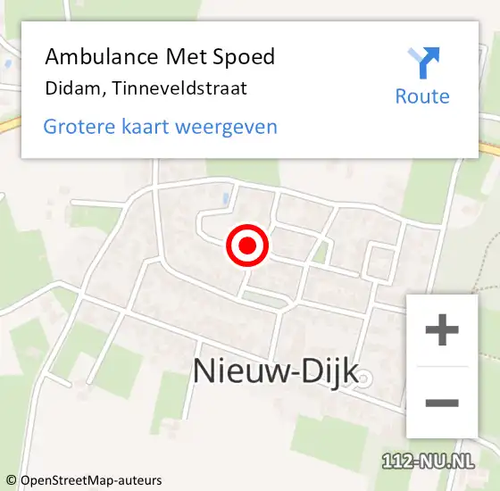 Locatie op kaart van de 112 melding: Ambulance Met Spoed Naar Didam, Tinneveldstraat op 20 januari 2021 18:39