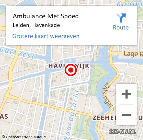 Locatie op kaart van de 112 melding: Ambulance Met Spoed Naar Leiden, Havenkade op 20 januari 2021 20:36