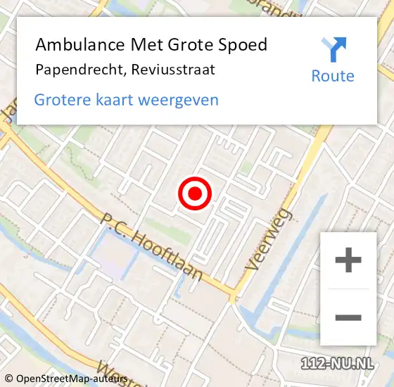 Locatie op kaart van de 112 melding: Ambulance Met Grote Spoed Naar Papendrecht, Reviusstraat op 31 mei 2014 10:29