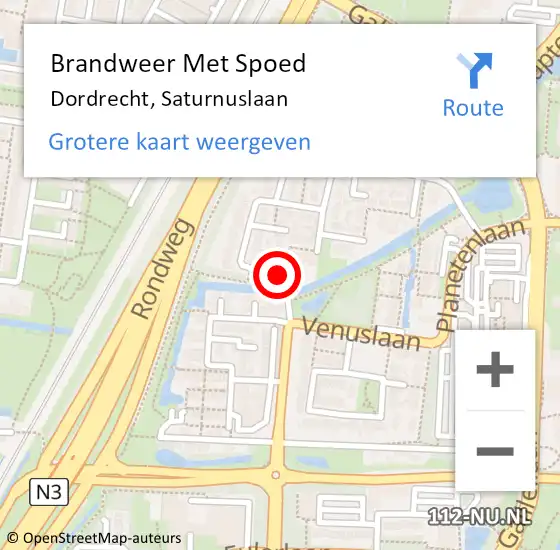Locatie op kaart van de 112 melding: Brandweer Met Spoed Naar Dordrecht, Saturnuslaan op 21 januari 2021 03:18