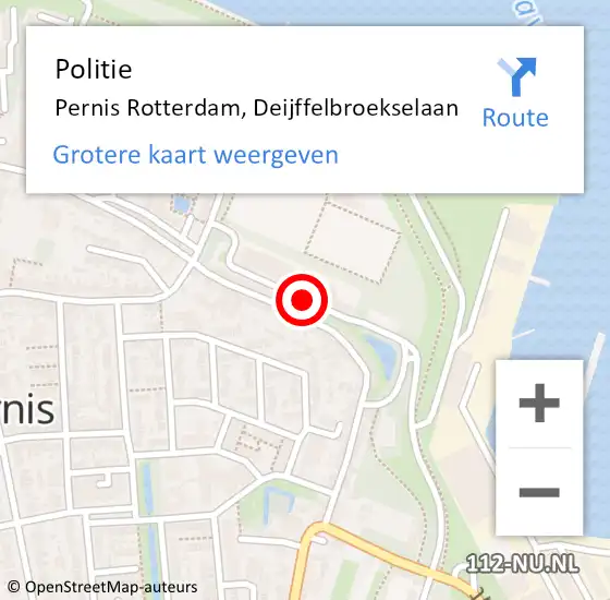 Locatie op kaart van de 112 melding: Politie Pernis Rotterdam, Deijffelbroekselaan op 21 januari 2021 04:18