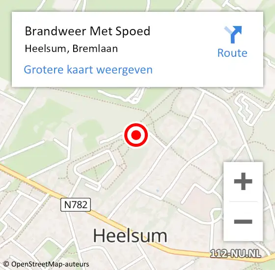 Locatie op kaart van de 112 melding: Brandweer Met Spoed Naar Heelsum, Bremlaan op 21 januari 2021 05:32