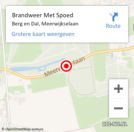 Locatie op kaart van de 112 melding: Brandweer Met Spoed Naar Berg en Dal, Meerwijkselaan op 21 januari 2021 05:34