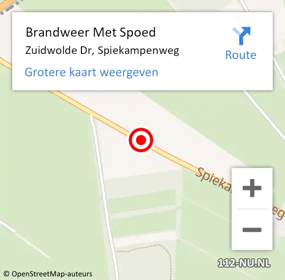 Locatie op kaart van de 112 melding: Brandweer Met Spoed Naar Zuidwolde Dr, Spiekampenweg op 21 januari 2021 05:36