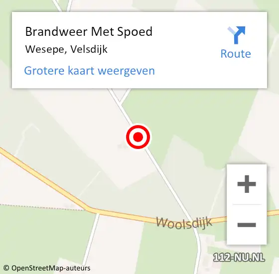 Locatie op kaart van de 112 melding: Brandweer Met Spoed Naar Wesepe, Velsdijk op 21 januari 2021 05:42