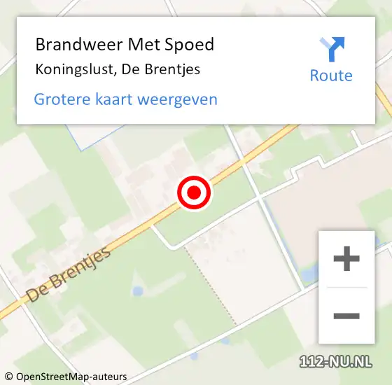 Locatie op kaart van de 112 melding: Brandweer Met Spoed Naar Koningslust, De Brentjes op 21 januari 2021 05:46