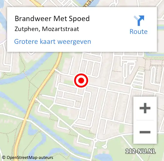 Locatie op kaart van de 112 melding: Brandweer Met Spoed Naar Zutphen, Mozartstraat op 21 januari 2021 05:48