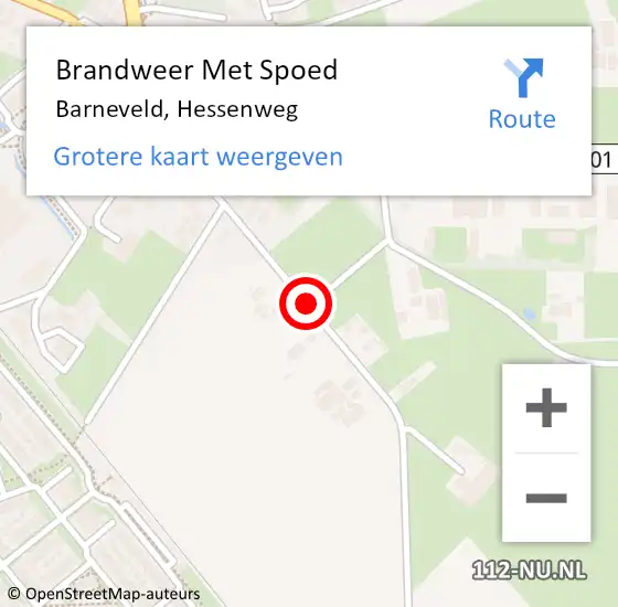 Locatie op kaart van de 112 melding: Brandweer Met Spoed Naar Barneveld, Hessenweg op 21 januari 2021 05:49