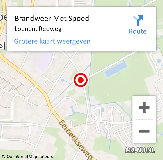 Locatie op kaart van de 112 melding: Brandweer Met Spoed Naar Loenen, Reuweg op 21 januari 2021 05:54