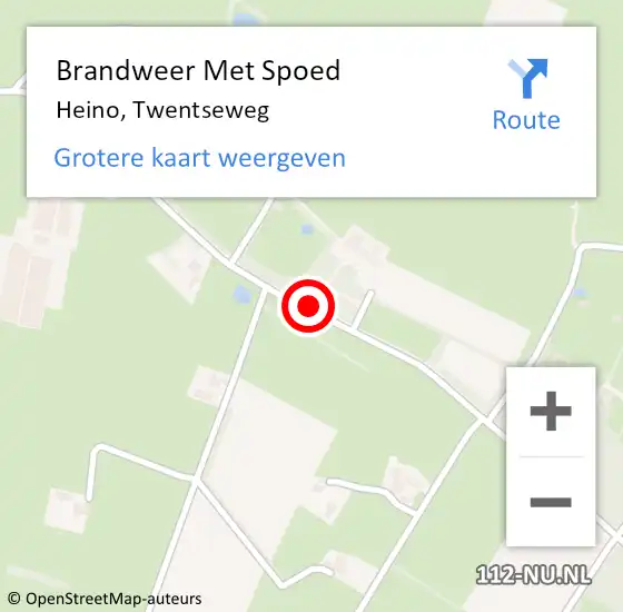 Locatie op kaart van de 112 melding: Brandweer Met Spoed Naar Heino, Twentseweg op 21 januari 2021 06:08