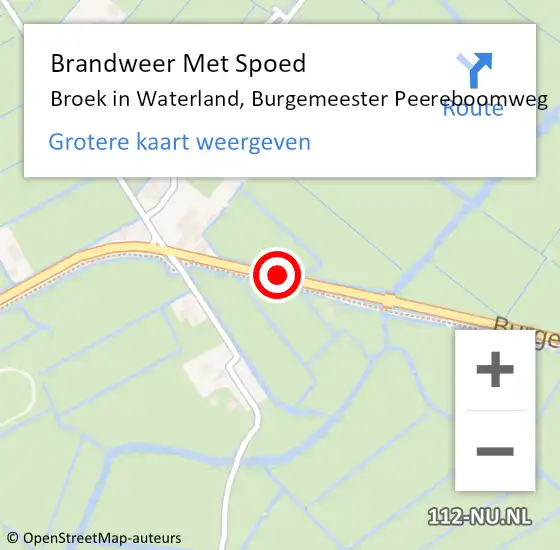 Locatie op kaart van de 112 melding: Brandweer Met Spoed Naar Broek in Waterland, Burgemeester Peereboomweg op 21 januari 2021 06:28