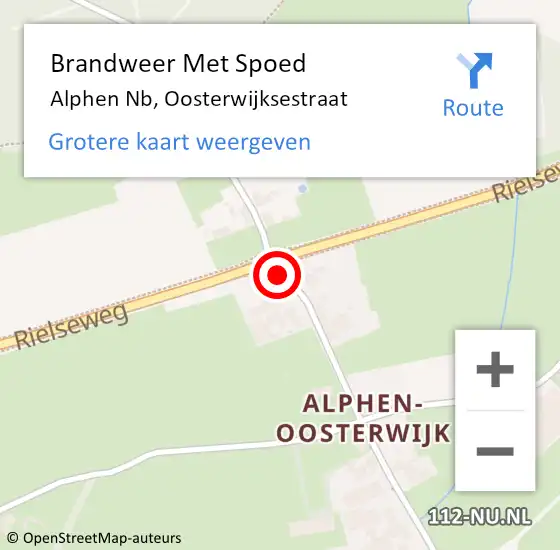 Locatie op kaart van de 112 melding: Brandweer Met Spoed Naar Alphen Nb, Oosterwijksestraat op 21 januari 2021 06:47