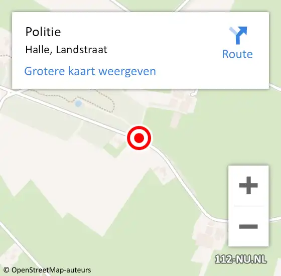 Locatie op kaart van de 112 melding: Politie Halle, Landstraat op 21 januari 2021 07:10