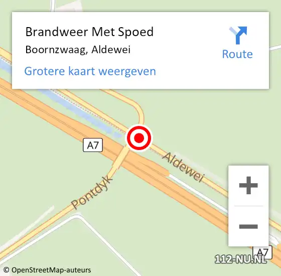 Locatie op kaart van de 112 melding: Brandweer Met Spoed Naar Boornzwaag, Aldewei op 21 januari 2021 07:10