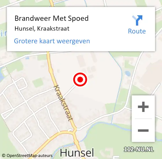 Locatie op kaart van de 112 melding: Brandweer Met Spoed Naar Hunsel, Kraakstraat op 21 januari 2021 07:28