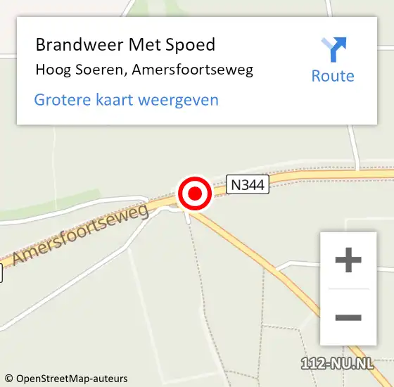 Locatie op kaart van de 112 melding: Brandweer Met Spoed Naar Hoog Soeren, Amersfoortseweg op 21 januari 2021 07:33