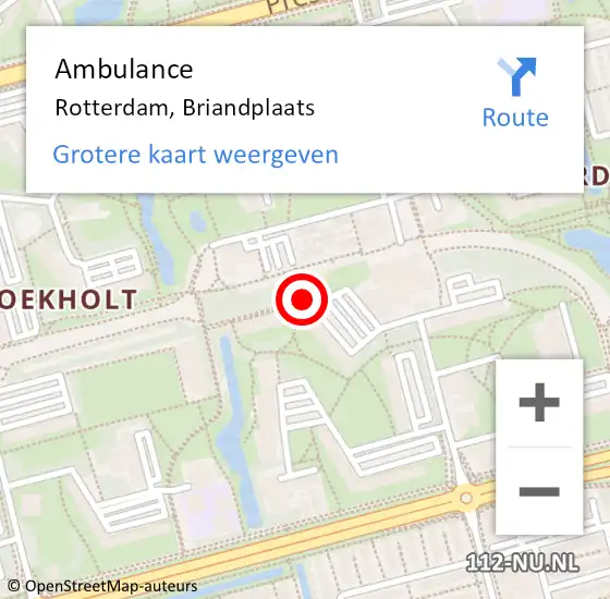 Locatie op kaart van de 112 melding: Ambulance Rotterdam, Briandplaats op 21 januari 2021 07:54