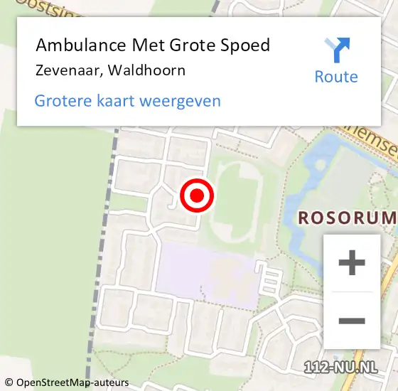 Locatie op kaart van de 112 melding: Ambulance Met Grote Spoed Naar Zevenaar, Waldhoorn op 21 januari 2021 08:49