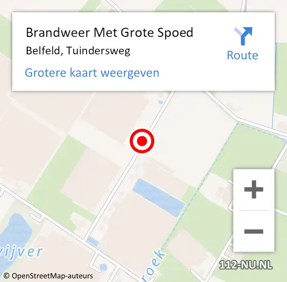 Locatie op kaart van de 112 melding: Brandweer Met Grote Spoed Naar Belfeld, Tuindersweg op 21 januari 2021 10:00