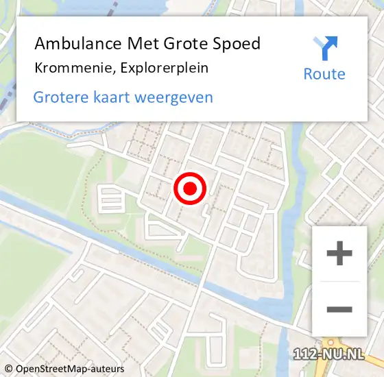 Locatie op kaart van de 112 melding: Ambulance Met Grote Spoed Naar Krommenie, Explorerplein op 21 januari 2021 10:35