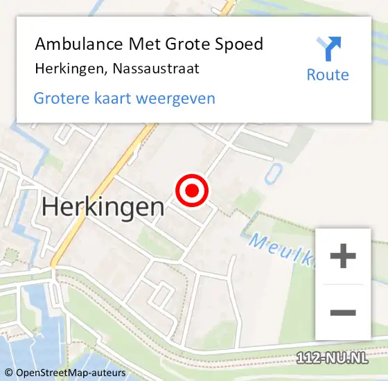 Locatie op kaart van de 112 melding: Ambulance Met Grote Spoed Naar Herkingen, Nassaustraat op 21 januari 2021 10:43