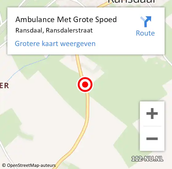 Locatie op kaart van de 112 melding: Ambulance Met Grote Spoed Naar Ransdaal, Ransdalerstraat op 31 mei 2014 11:14