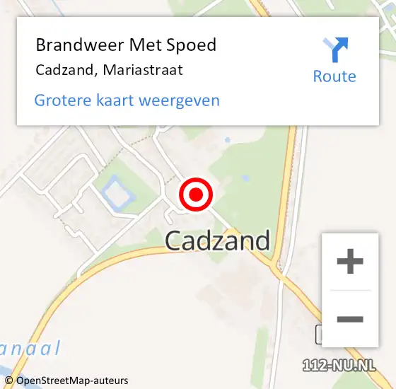Locatie op kaart van de 112 melding: Brandweer Met Spoed Naar Cadzand, Mariastraat op 21 januari 2021 13:35
