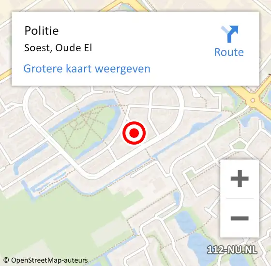 Locatie op kaart van de 112 melding: Politie Soest, Oude El op 21 januari 2021 14:27