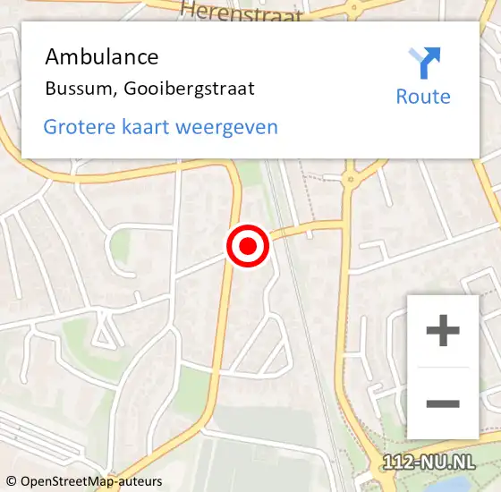 Locatie op kaart van de 112 melding: Ambulance Bussum, Gooibergstraat op 21 januari 2021 14:30