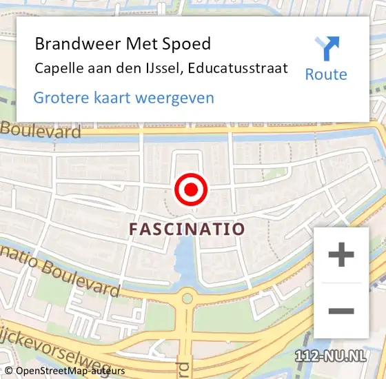 Locatie op kaart van de 112 melding: Brandweer Met Spoed Naar Capelle aan den IJssel, Educatusstraat op 21 januari 2021 14:37