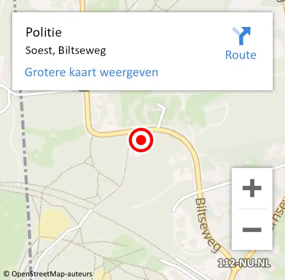 Locatie op kaart van de 112 melding: Politie Soest, Biltseweg op 21 januari 2021 14:39