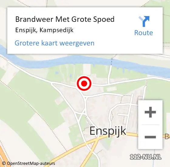 Locatie op kaart van de 112 melding: Brandweer Met Grote Spoed Naar Enspijk, Kampsedijk op 21 januari 2021 14:41