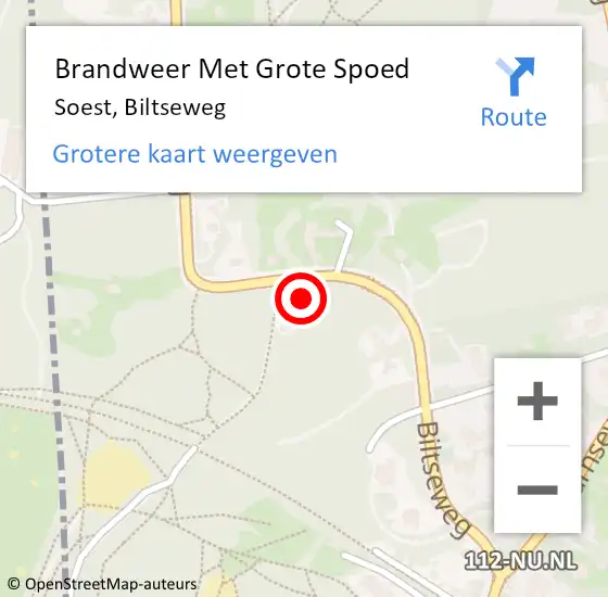 Locatie op kaart van de 112 melding: Brandweer Met Grote Spoed Naar Soest, Biltseweg op 21 januari 2021 14:42
