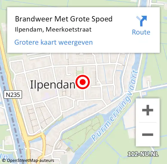 Locatie op kaart van de 112 melding: Brandweer Met Grote Spoed Naar Ilpendam, Meerkoetstraat op 21 januari 2021 15:42