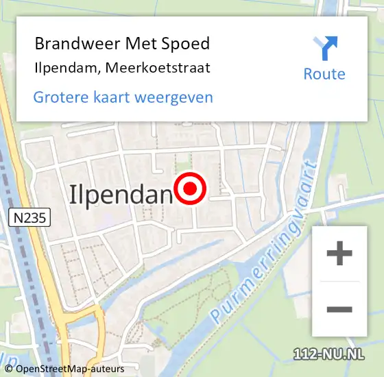 Locatie op kaart van de 112 melding: Brandweer Met Spoed Naar Ilpendam, Meerkoetstraat op 21 januari 2021 15:42