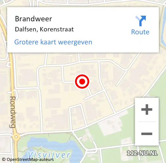 Locatie op kaart van de 112 melding: Brandweer Dalfsen, Korenstraat op 21 januari 2021 16:03