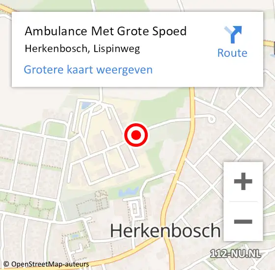 Locatie op kaart van de 112 melding: Ambulance Met Grote Spoed Naar Herkenbosch, Lispinweg op 21 januari 2021 16:58