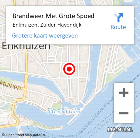 Locatie op kaart van de 112 melding: Brandweer Met Grote Spoed Naar Enkhuizen, Zuider Havendijk op 21 januari 2021 17:57