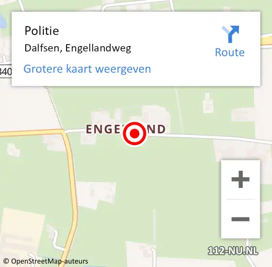 Locatie op kaart van de 112 melding: Politie Dalfsen, Engellandweg op 21 januari 2021 18:34