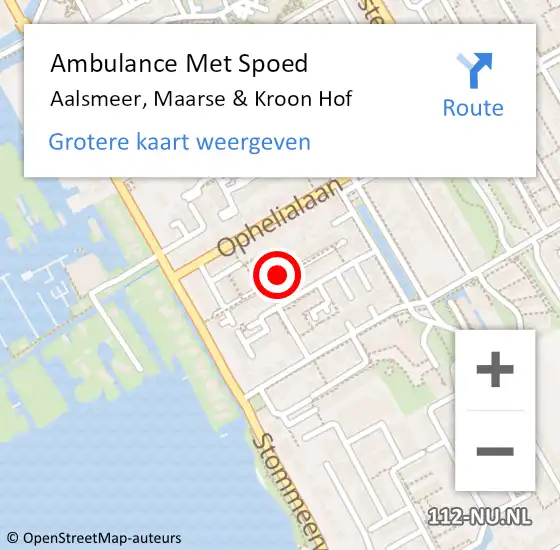 Locatie op kaart van de 112 melding: Ambulance Met Spoed Naar Aalsmeer, Maarse & Kroon Hof op 21 januari 2021 19:03