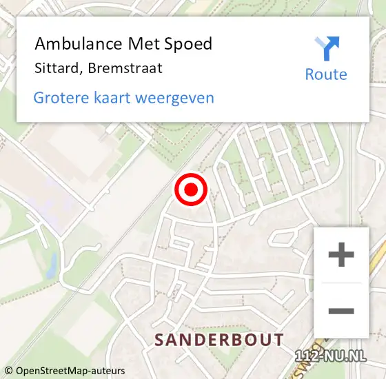 Locatie op kaart van de 112 melding: Ambulance Met Spoed Naar Sittard, Bremstraat op 31 mei 2014 12:05