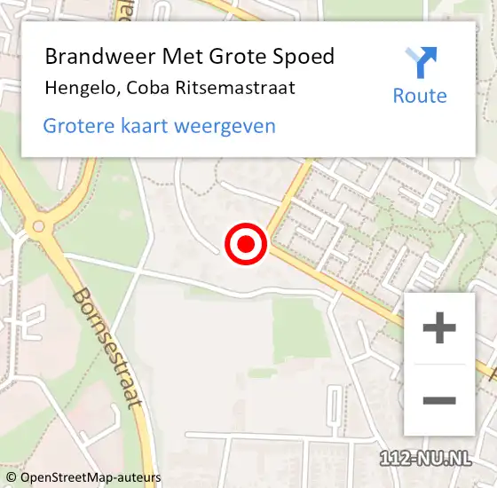 Locatie op kaart van de 112 melding: Brandweer Met Grote Spoed Naar Hengelo, Coba Ritsemastraat op 31 mei 2014 12:11