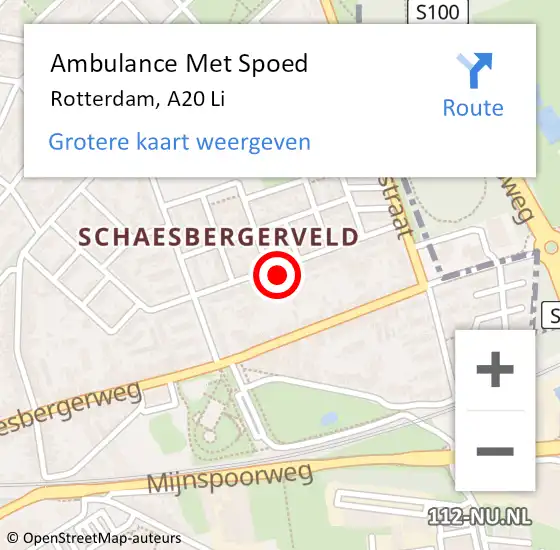 Locatie op kaart van de 112 melding: Ambulance Met Spoed Naar Rotterdam, A20 Li op 21 januari 2021 23:04