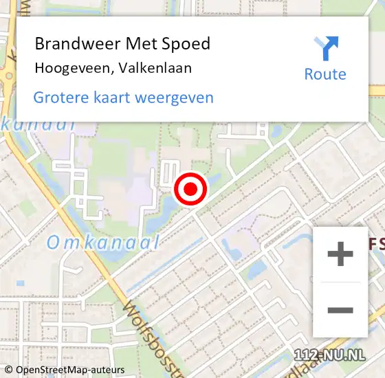 Locatie op kaart van de 112 melding: Brandweer Met Spoed Naar Hoogeveen, Valkenlaan op 21 januari 2021 23:55