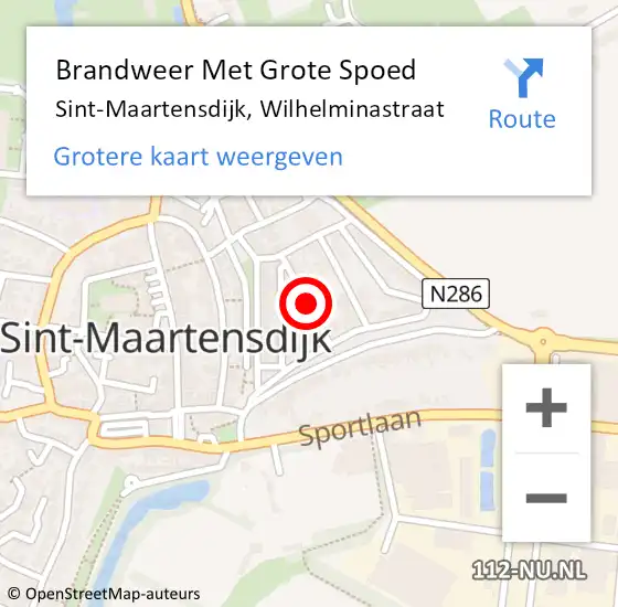 Locatie op kaart van de 112 melding: Brandweer Met Grote Spoed Naar Sint-Maartensdijk, Wilhelminastraat op 22 januari 2021 03:21