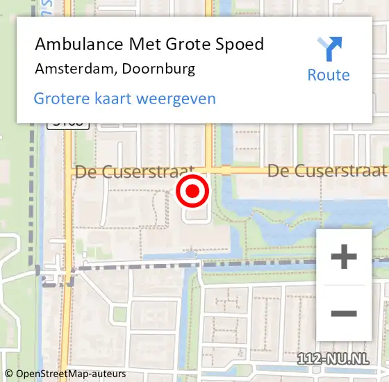 Locatie op kaart van de 112 melding: Ambulance Met Grote Spoed Naar Amsterdam, Doornburg op 22 januari 2021 04:33