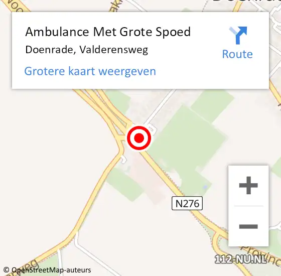 Locatie op kaart van de 112 melding: Ambulance Met Grote Spoed Naar Doenrade, Valderensweg op 31 mei 2014 12:25