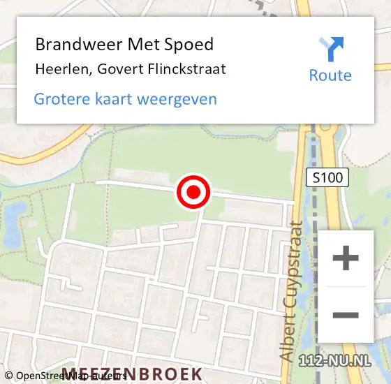 Locatie op kaart van de 112 melding: Brandweer Met Spoed Naar Heerlen, Govert Flinckstraat op 22 januari 2021 06:37